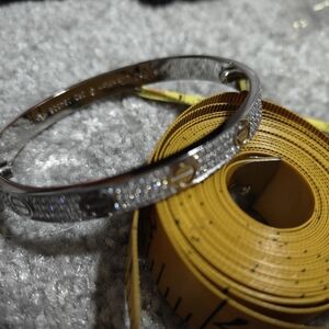 Silver Bangle Bracelet with Engraved Design